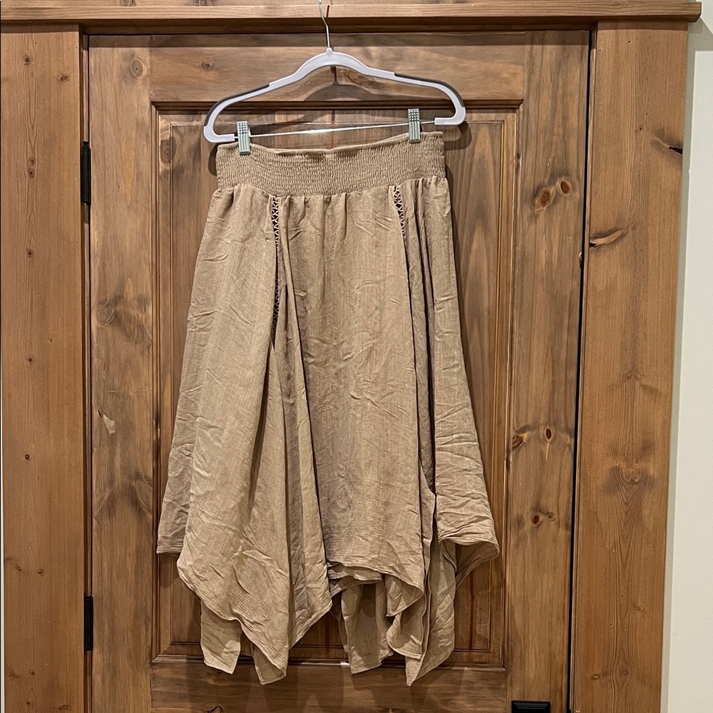 new directions Beige Asymmetrical Handkerchief Hem Skirt - Picture 1 of 3